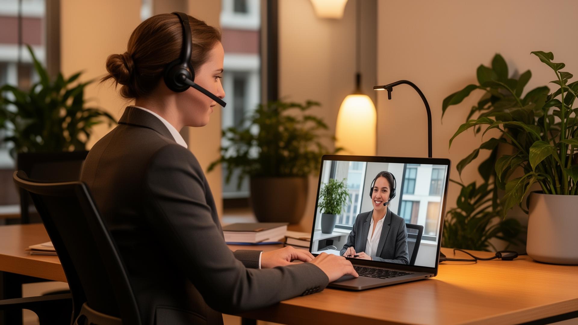 Professional mortgage advisor having a video consultation